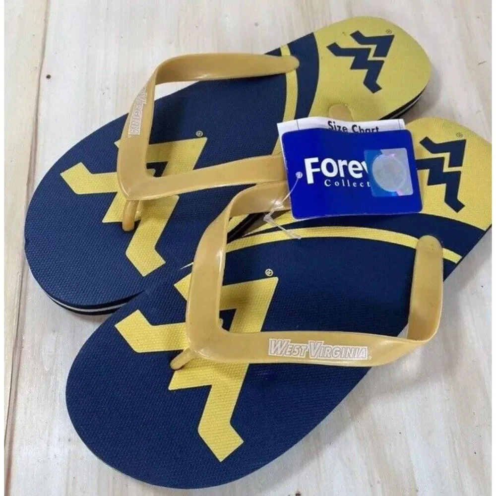 West Virginia Mountaineers NCAA College Flip Flops‎ New Size Medium Unisex